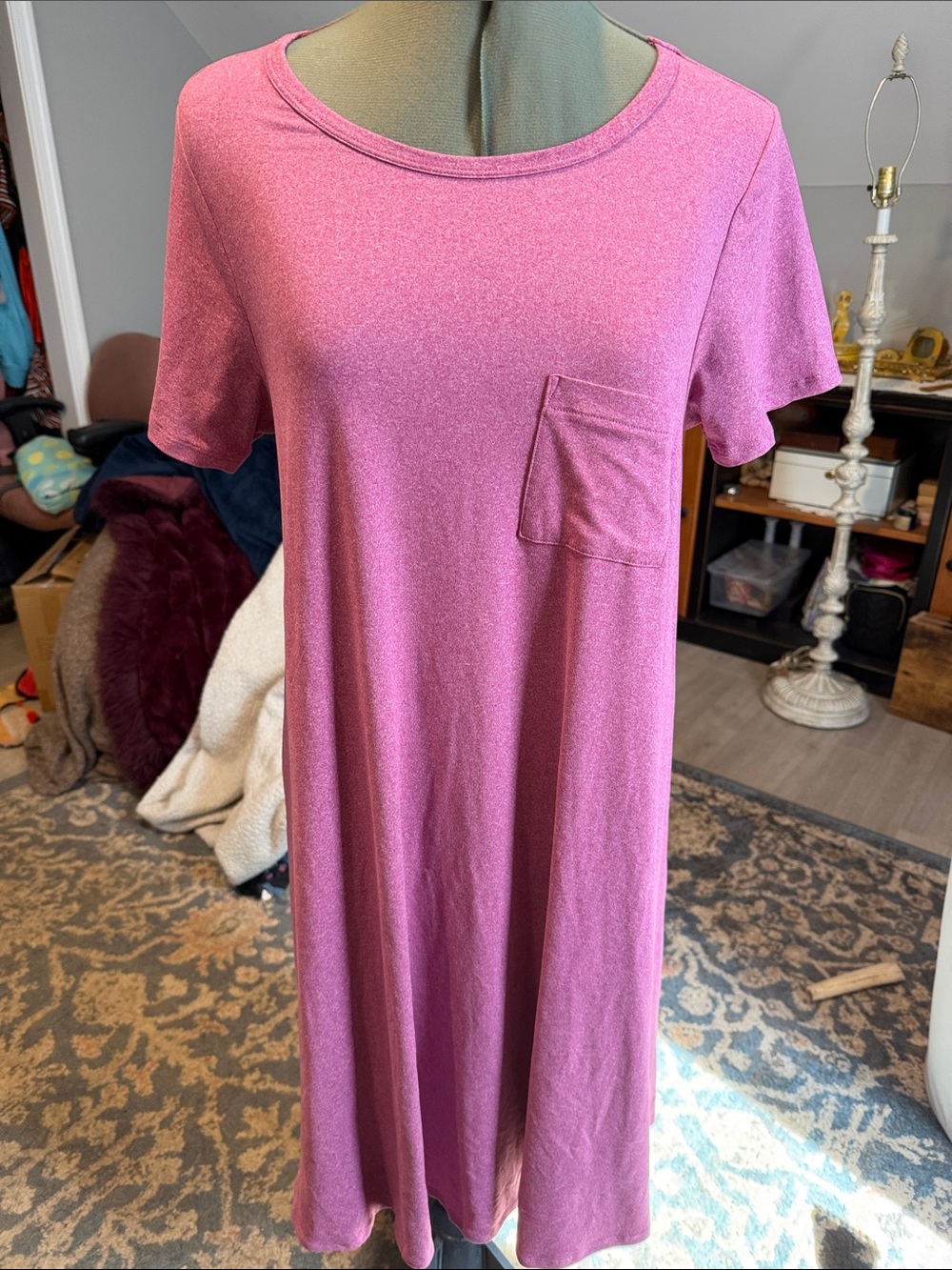 LuLaRoe Carly Short-Sleeve Pocket High-Low Dress - Weathered Pink